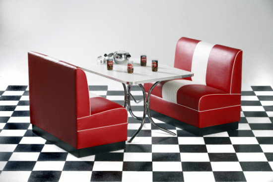 Diner Booth Table with Benches