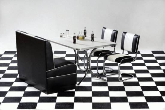 Diner Booth Table Bench with Chairs