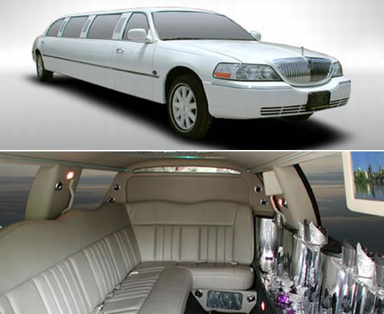 8 Passenger White Wedding Limo